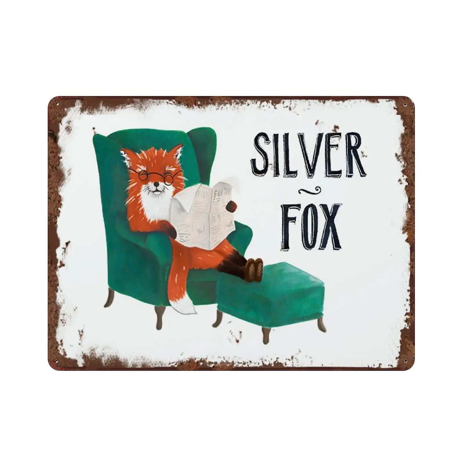 Silver Fox Vintage Tin Sign Father;s Day Fathers Day Birthday Vintage Tin Sign for Dad Dad;s Birthday Father Boyfriend Husband G