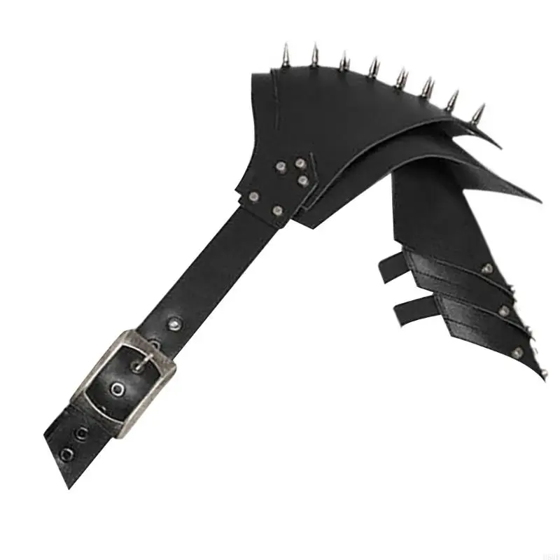 H58Eメン中世の肩甲房アーマーリベットアーマーレザーアームショルダーガード調整可能な革のアームショルダーガードショルダーシールド