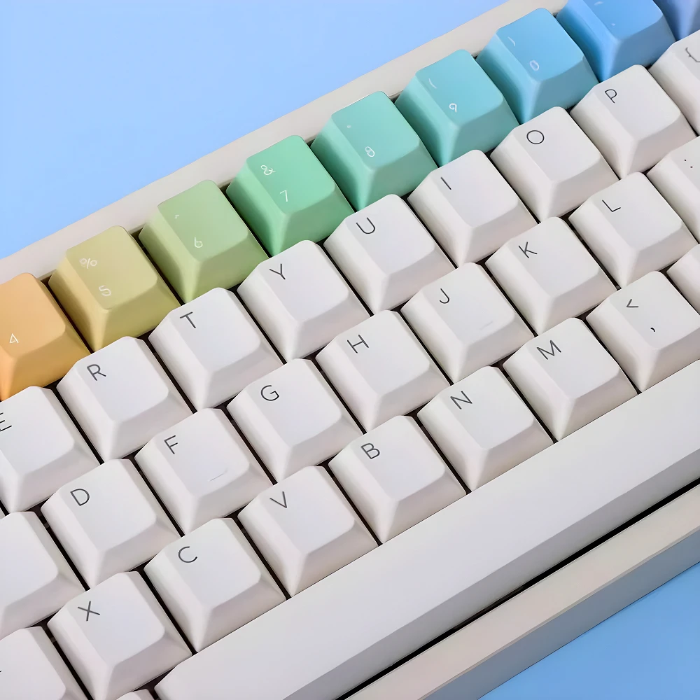 130 Keys Rainbow-Rainbow PBT Keycaps Dyed Cherry Keycaps for Cherry Mx Wooting 60he Mechanical Keyboards