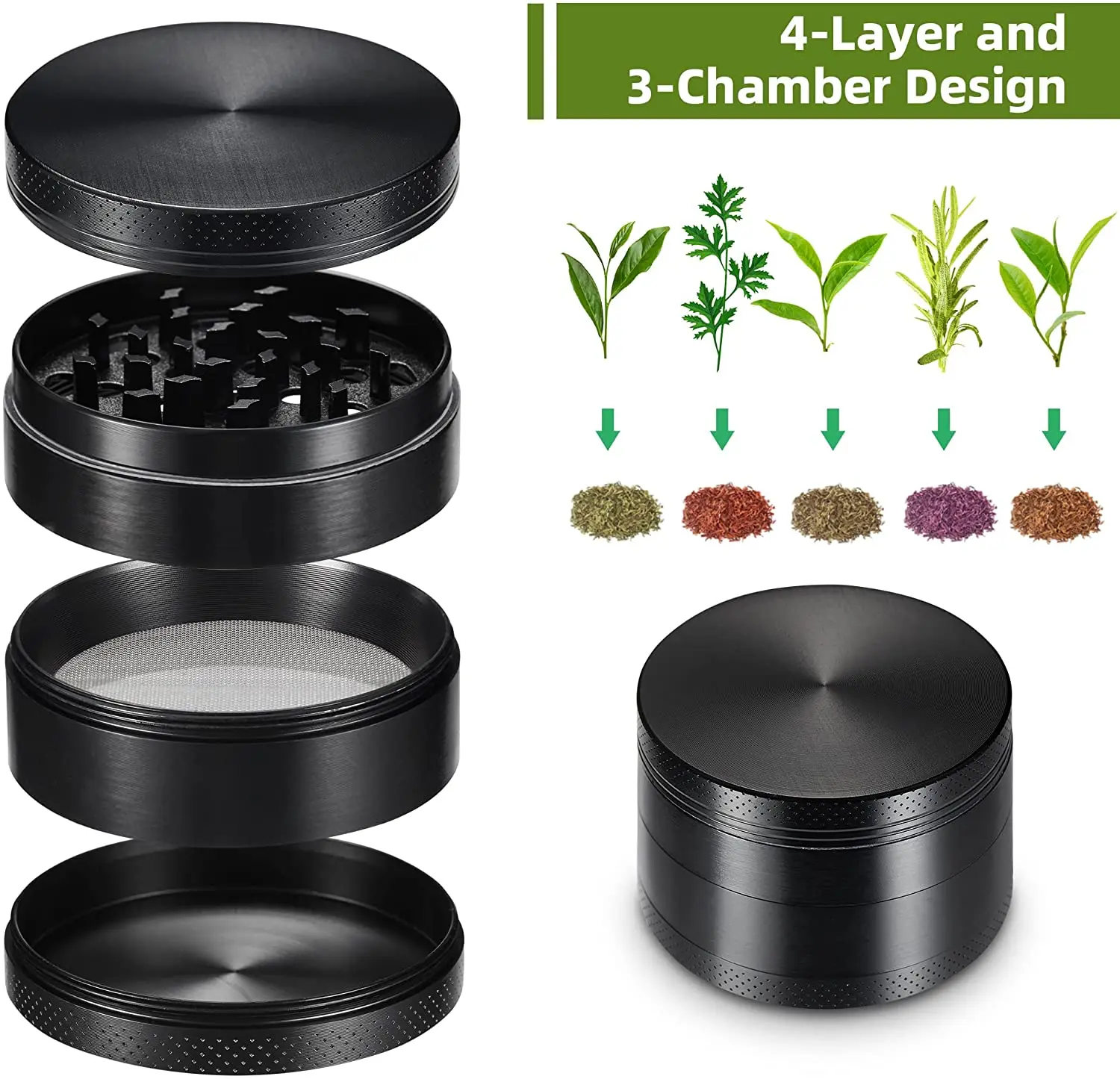 40mm 4-Layer Aluminum Herbal Herb Tobacco Grinders for Smoking Metal Tobacco Cutting Pipe Accessories Tobacco Pipes Herb Mills