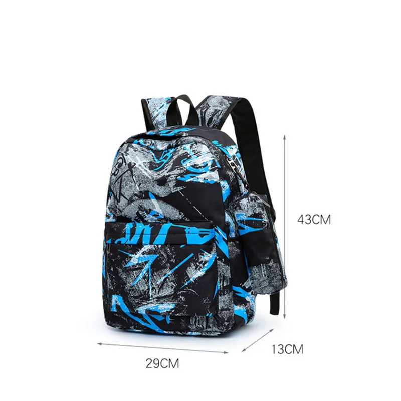 3pcs/Set Camouflage Kids Backpack Cartoon Stitch Teen College Backpacks Pencil Case Boy Girl Shoulder Bag Children Schoolbag Gif