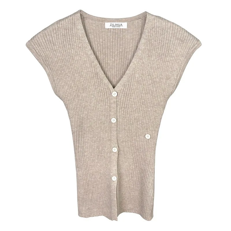 Korea Elegant Versatile Slim Sexy Feminine Side Button Bodycon Short Sleeve Knitted Top Women Tshirt Fashion Tees Tops NBE8