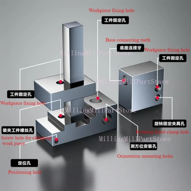 Fixation dédiée multi-EDM à 360 °, plate-forme à fil rapide, partenaires de pièce à travailler, étau de coupe de fil rotatif, accessoires de machine-outil