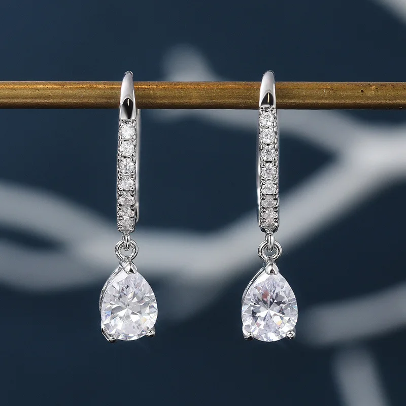 Pendientes colgantes de diamantes de Esmeralda de laboratorio valioso, joyería de Plata de Ley 925, pendientes colgantes para fiesta y boda para mujer, regalo de compromiso