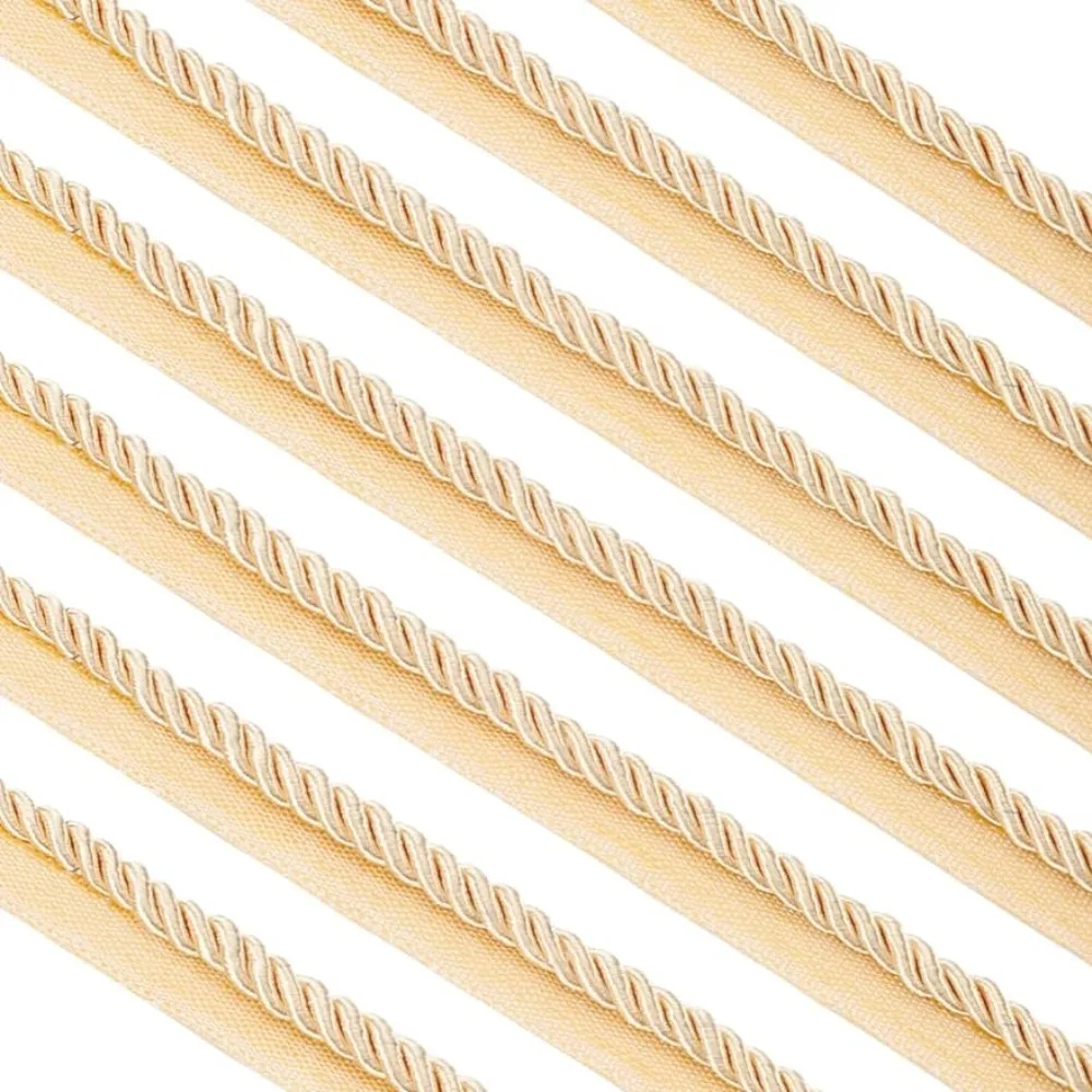 11 Yards Twisted Lip Cord Trim 3/5inch Upholstery Trim Cord Rope Ribbon Light Khaki Braid Ribbon for Home Decoration DIY
