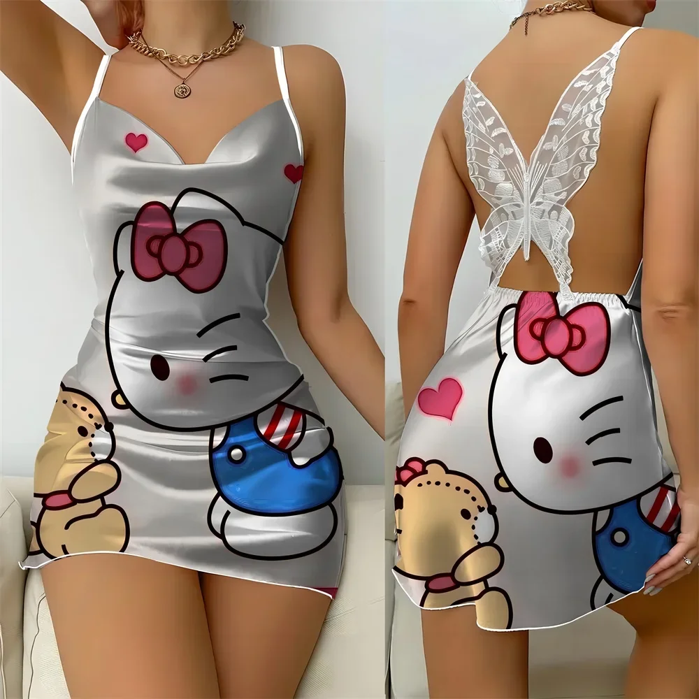 

2024 Summer Women's Nightwear Sexy Female Pajama Fashion New Sleepwear for Women Disney Cartoon Pattern Home Dress Free Shipping