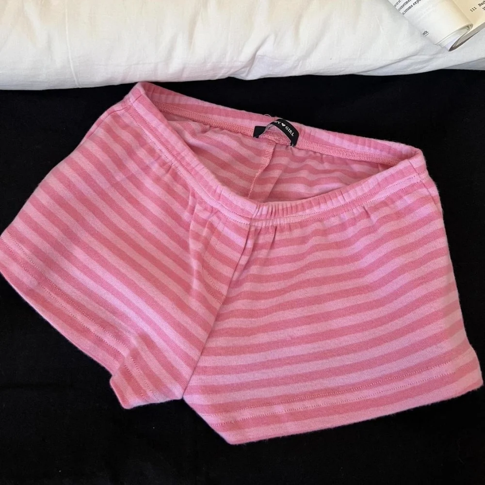 Pink Striped Short Sleeve T-shirt Shorts Set Women's Summer Camisole Suit Casual Cute Pajama Home Outfit Matching Two Piece Set view 3
