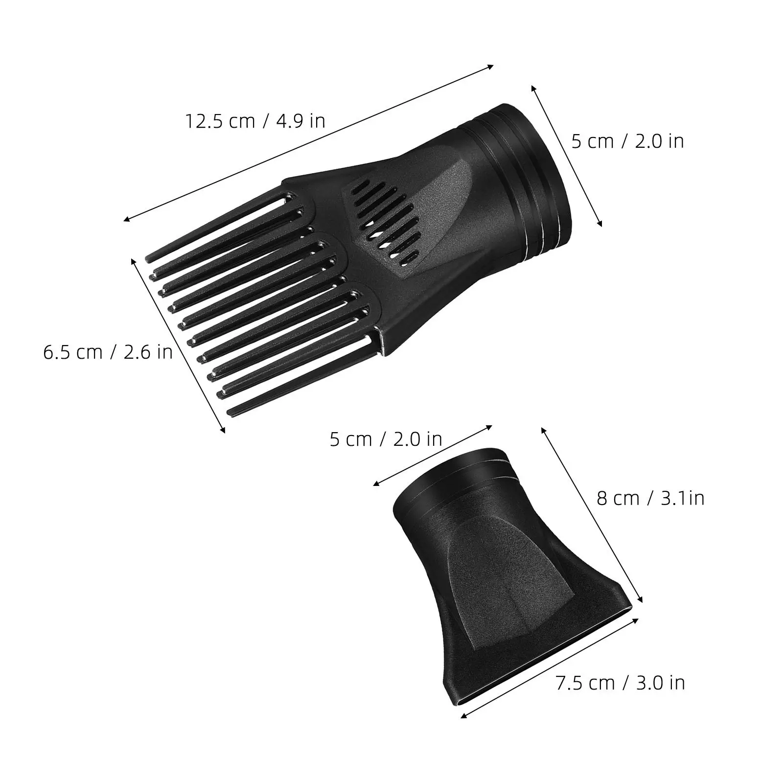 5Pcs Blow Dryer Comb Attachment Efficient Airflow Styling Nozzle Set Hair Dryer Diffuser Replacement Comb Pick Universal Fit