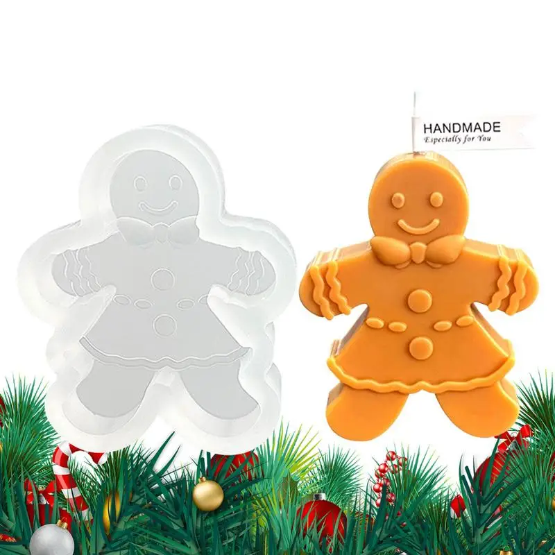 Candle Molds Reusable 3D Gingerbread Man Silicone Mold DIY Handmade Scented Candle Making Wax Mould Cookie Chocolate Baking mold