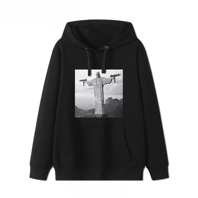 

2025 God Is Not A Gangster Hoodie Hip-hop European and American Street Creative RAP RAP Hooded Jacket Long-sleeved Men's Cotton