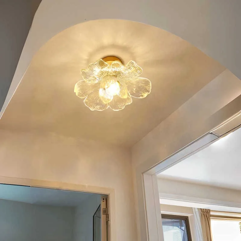 French Iron Base LED Ceiling Lights Lotus/lotus Leaf Acrylic Lampshade Moden Living Room Bedroom Kitchen Restaurant Hanging Lamp