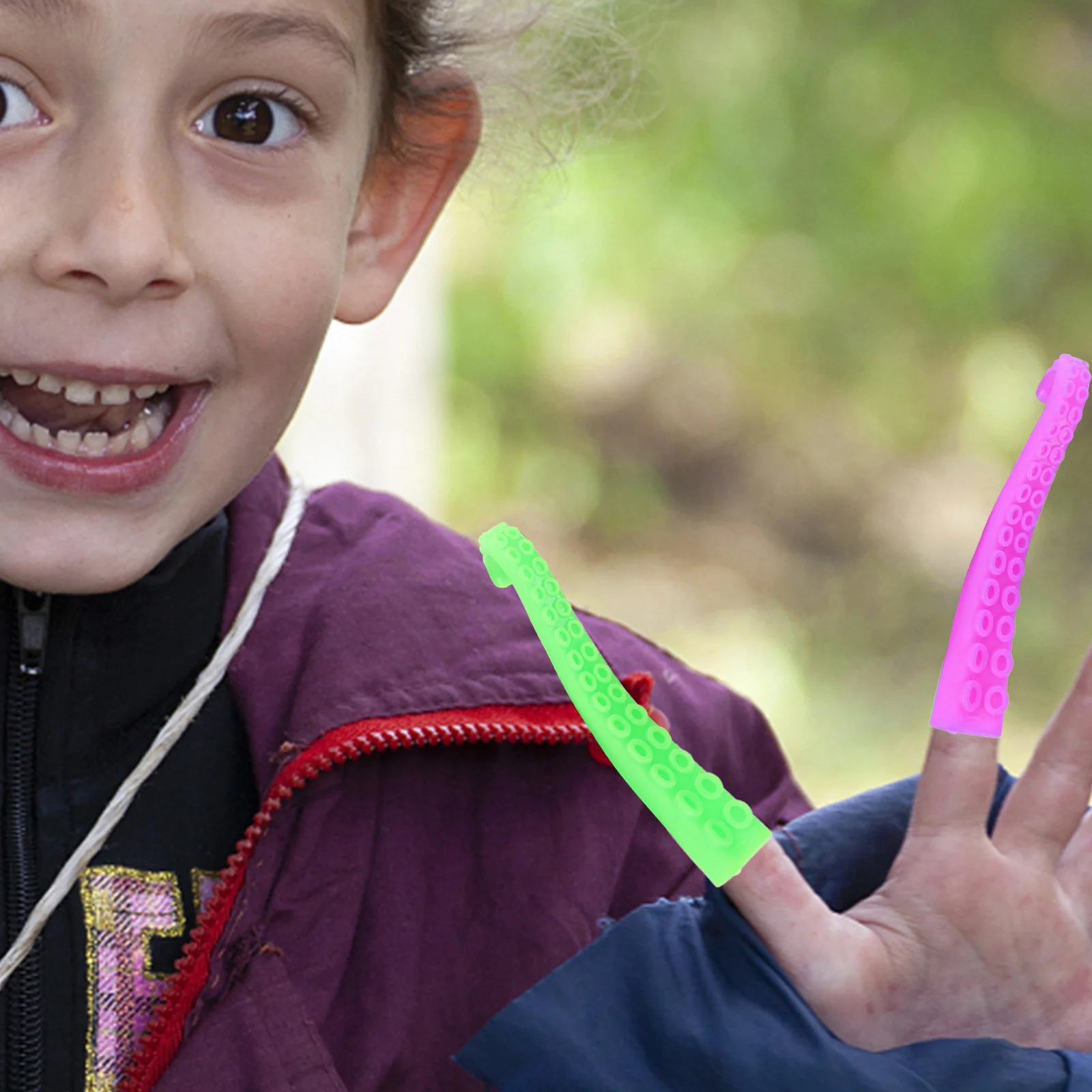 10 Stück Oktopus-Fingerlinge, Ärmel, Fingerspitzen-Spielzeug, Ozean-Tentakel-Puppen für Kinder