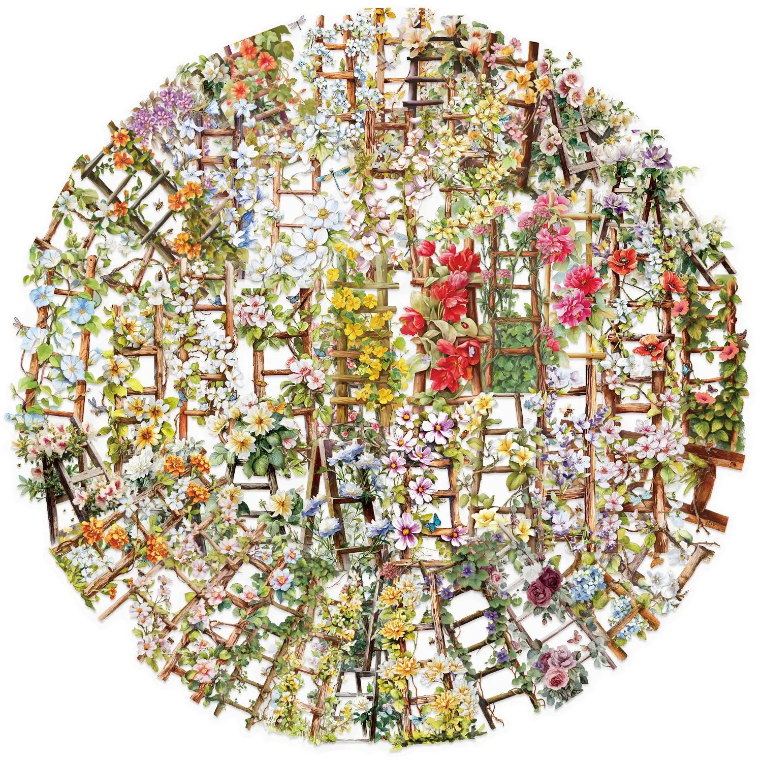 

10/30/50Pcs Vintage Flower Ladder Creativity graffiti sticker For Suitcase Skateboard Laptop Luggage Phone Styling DIY Decal