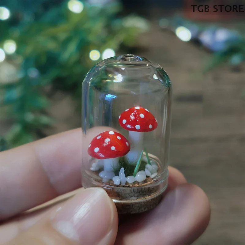 1 stks miniatuur tuin landschap magisch bos glas decoratie model ornament poppenhuis mini paddestoel speelgoed