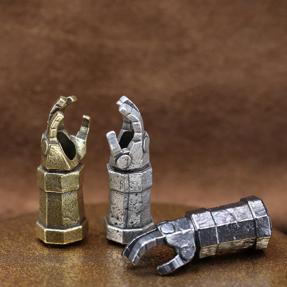 Cyberpunk Robot Mechanical Hand Paracord Beads EDC Knife Lanyard Charms Metal Brass DIY Umbrella Rope Bracelet Pendants Outdoor