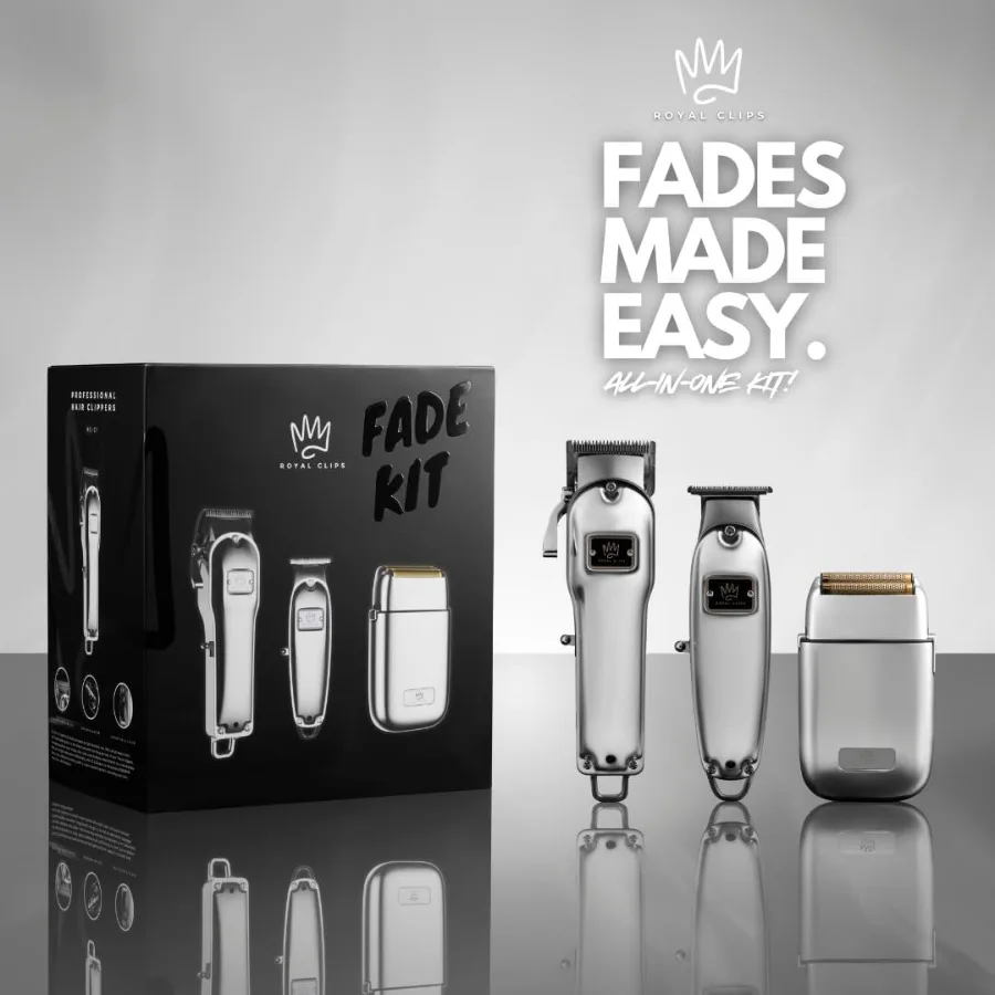 مجموعة احترافية لتلاشي الشعر واللحية مع ماكينة تشذيب دقيقة وحزمة ماكينة حلاقة للرجال مجموعة كاملة مثالية