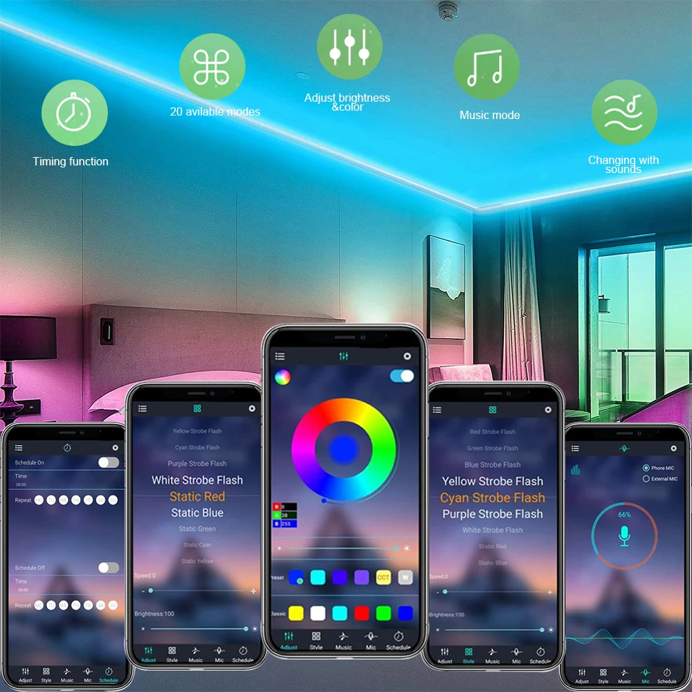 12V Wifi Bluetooth RGB COB LED Strip Remote Control 44key 24key Power Kit 840LED/m Flexible Light Tape Home Decoration 1 2 Rolls