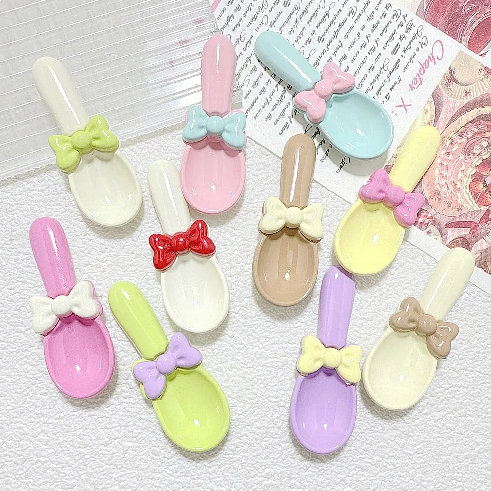 100pcs Kawaii Mini Resin Spoon DIY Accessories for Jewelry Keychain Earrings Decor Dollhouse Accessories