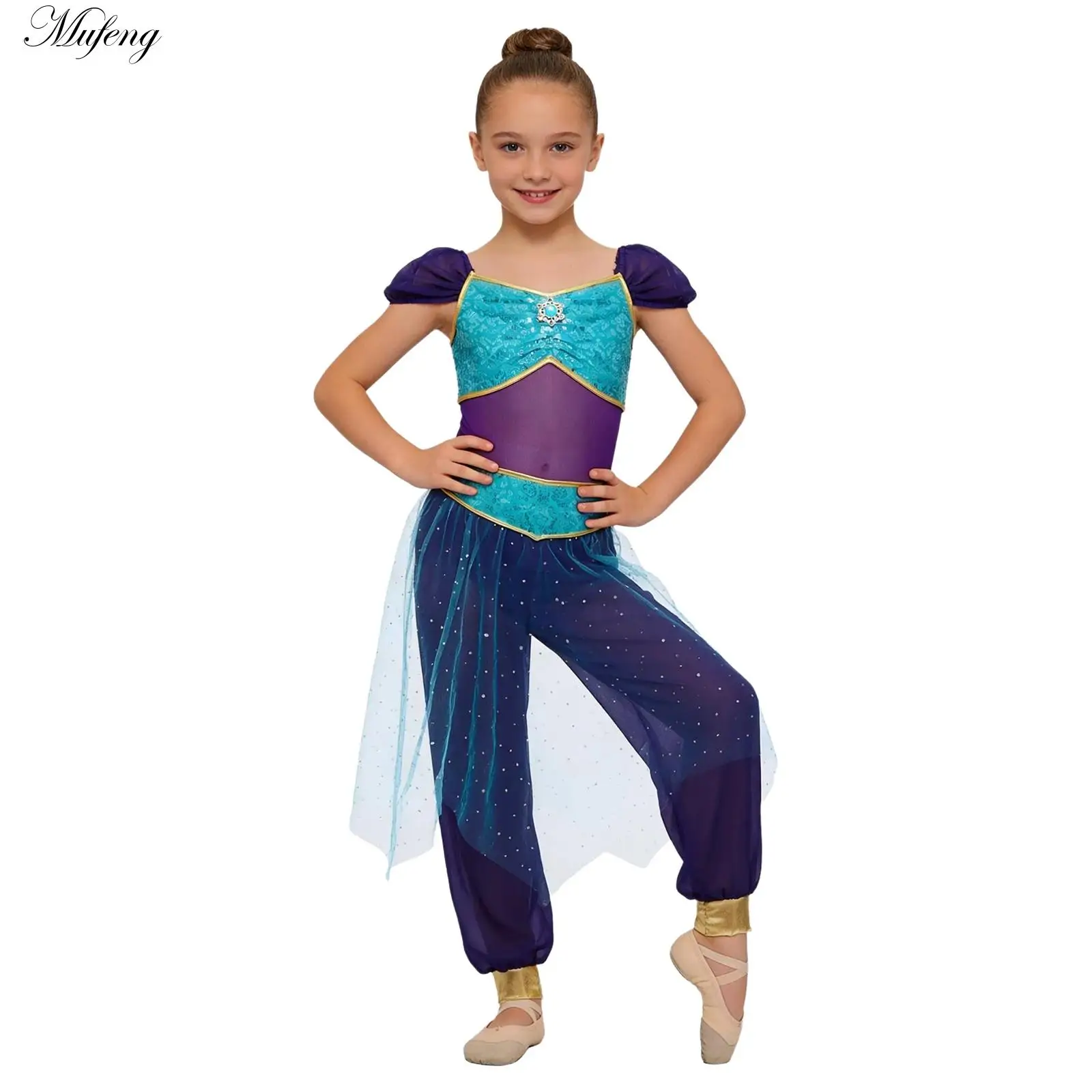 Disfraz de princesa árabe para adolescentes, disfraz de Halloween, Carnaval, Fiesta Temática de Aladiner, traje de Jasmins, peleles de tul con lentejuelas, mono para danza del vientre