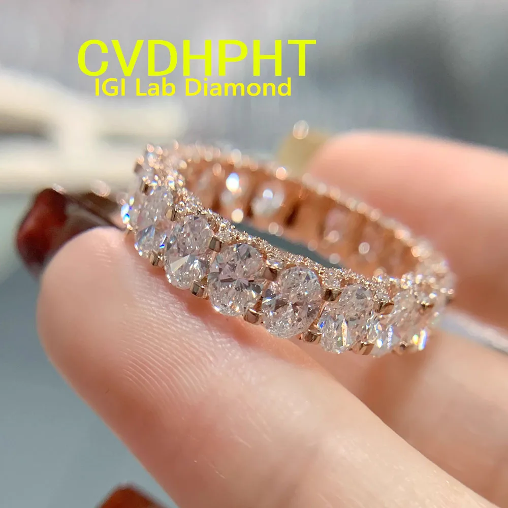 platinum Pt950 White gold  Lab grown diamonds Oval Cut Diamond Eternal Wedding Ring In D-F Color Ranging From 0.2 Ct to 0.5ct