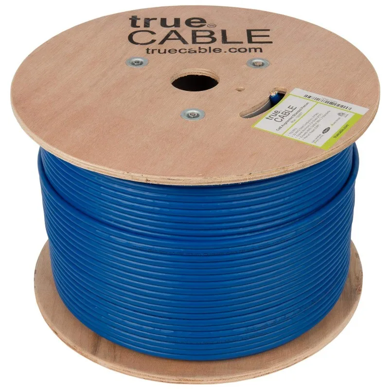 Cat6A Shielded Plenum (CMP), 1000ft, Blue, 23AWG Solid Bare Copper, 750MHz, PoE++ (4PPoE), ETL Listed, Overall Aluminum Foil