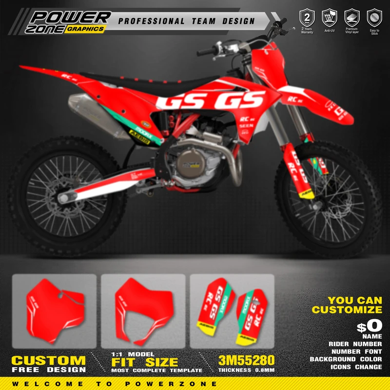 PowerZone Custom Team Graphics Backgrounds Decals For 3M Stickers Kit For GASGAS 2021 2022 2023 EC MC 31