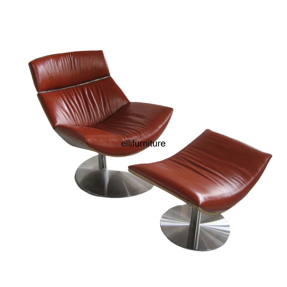 

#Modern Luxury Genuine PU Leather Armchair Home Office Chair Plywood Walnut Veneer Leisure Recliner Lounge Chair for Living Room