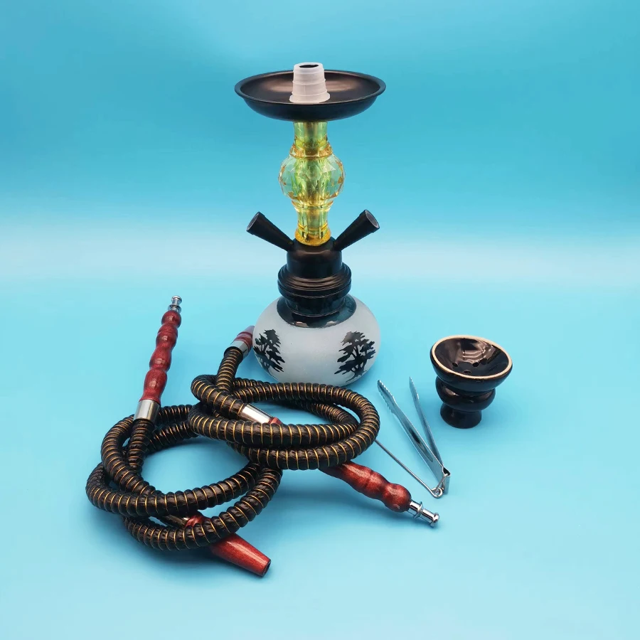 Arabic Hookah Set Small Size Double Tube Hookah Glass Bottle Ceramic Bowl Hose Hookah Club Ktvhookah Accessories Birthday Gift