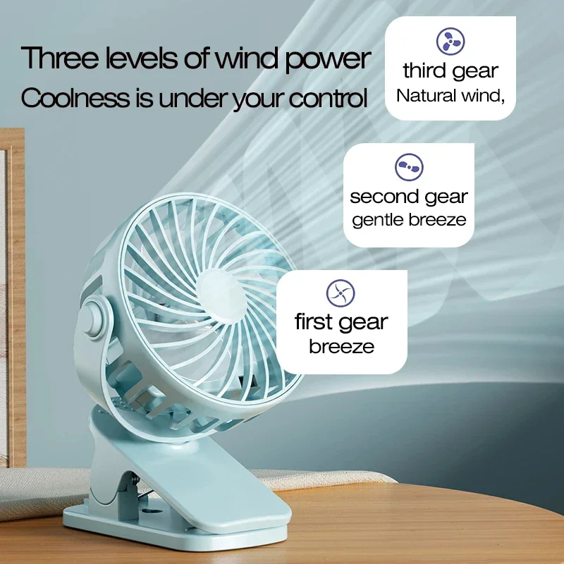 1 pçs 720 ° rotatable usb recarregável ventilador pessoal portátil mini refrigerador ventilador clipe ventilador embutido lâmpada noturna para ventilador ao ar livre