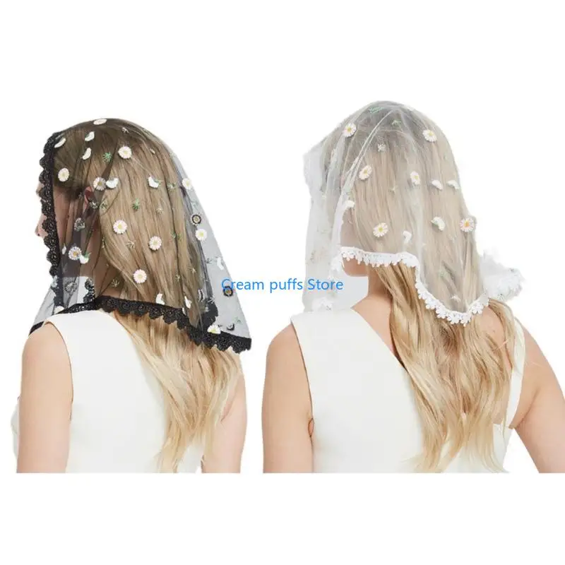 

50LE Mantilla Veil Catholic Church Veil Lace Head Cover For Women Lace Church Veil Headcovering Latin Mass Triangle Mass Veil