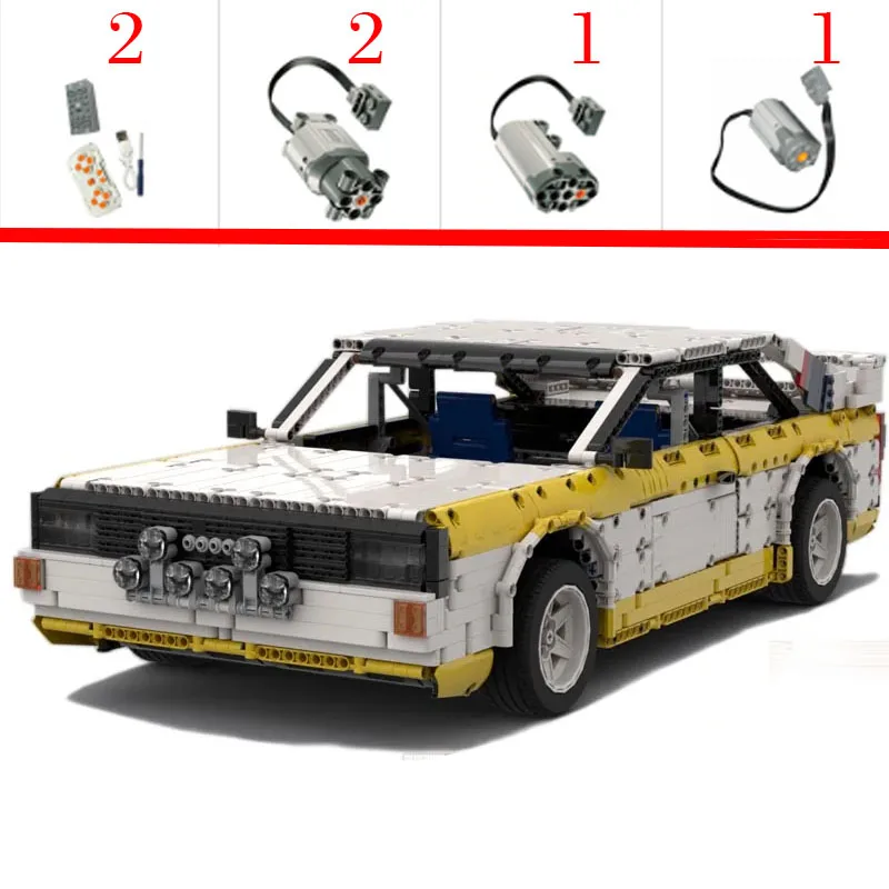 3112PCS Classic Rally Car Building Blocks Yellow White Racing Vehicle Bricks DIY Model No Stickers PDF Manual Toy