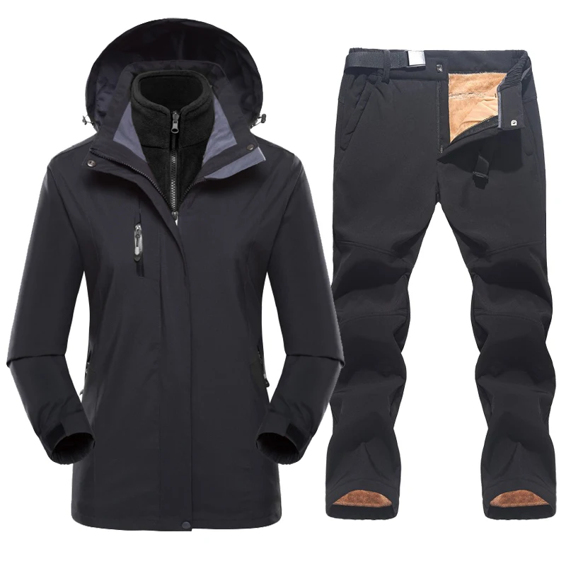 Traje de esquí impermeable para mujer, conjunto de chaqueta polar de nieve, pantalones, Snowboard, deportes de invierno, trajes de esquí cálidos,