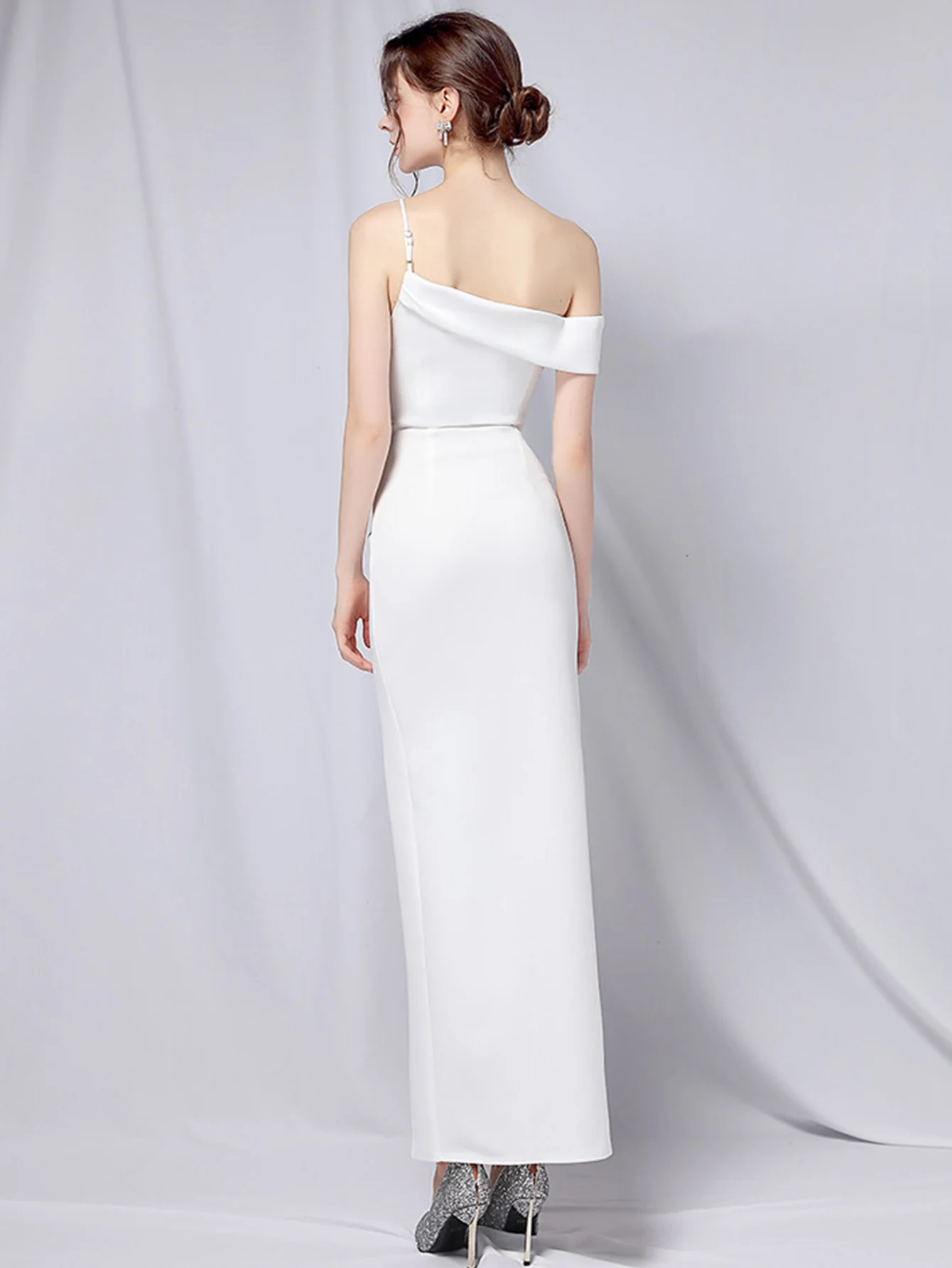 Abito estivo maxi bianco senza schienale sexy da donna eleganti abiti da festa di nozze donna abiti lunghi da sera da damigella d'onore di lusso