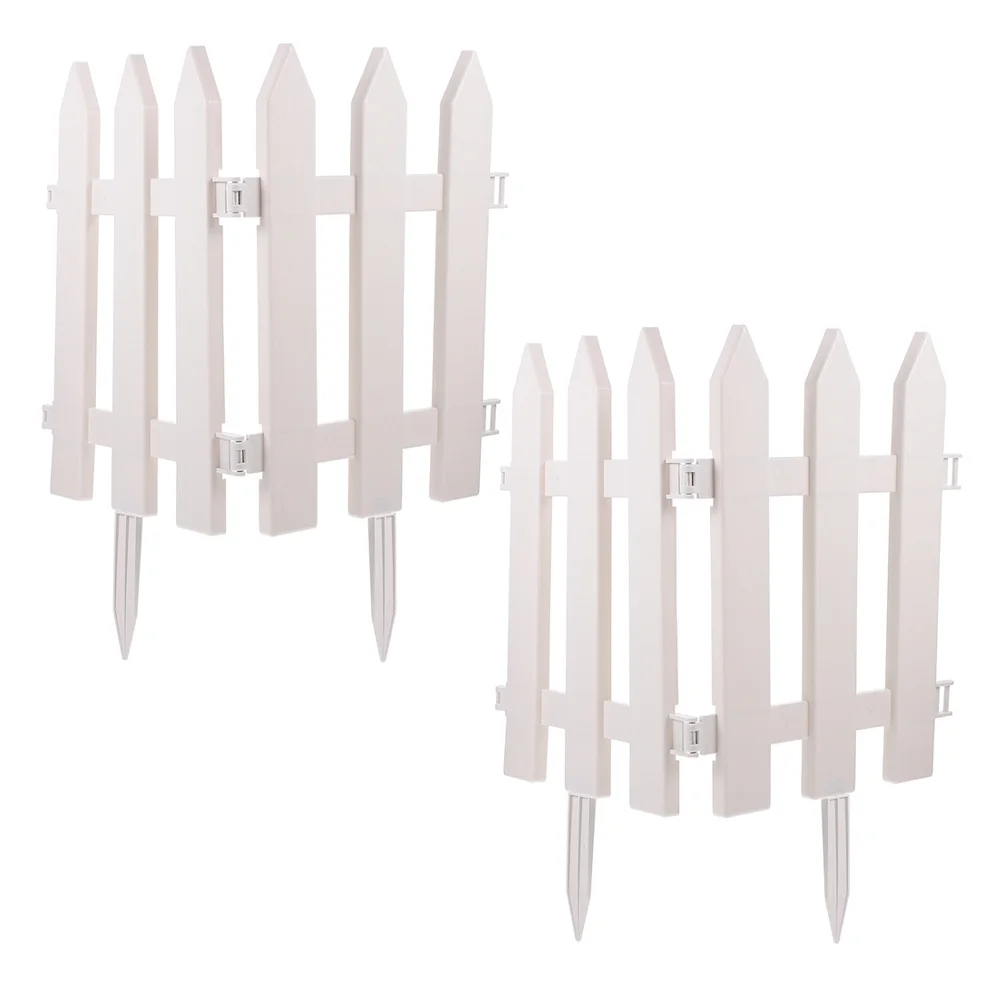 

4Sets Plastic Flower Bed Fence White Decorative Picket Garden Edging Lawn Border Landscape Path Panel Yard Park Decoration