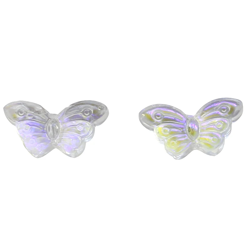 Cuentas de cristal con forma de mariposa, abalorios de colores Retro, joyería artesanal, pulsera, horquilla, funda para teléfono móvil, accesorios,