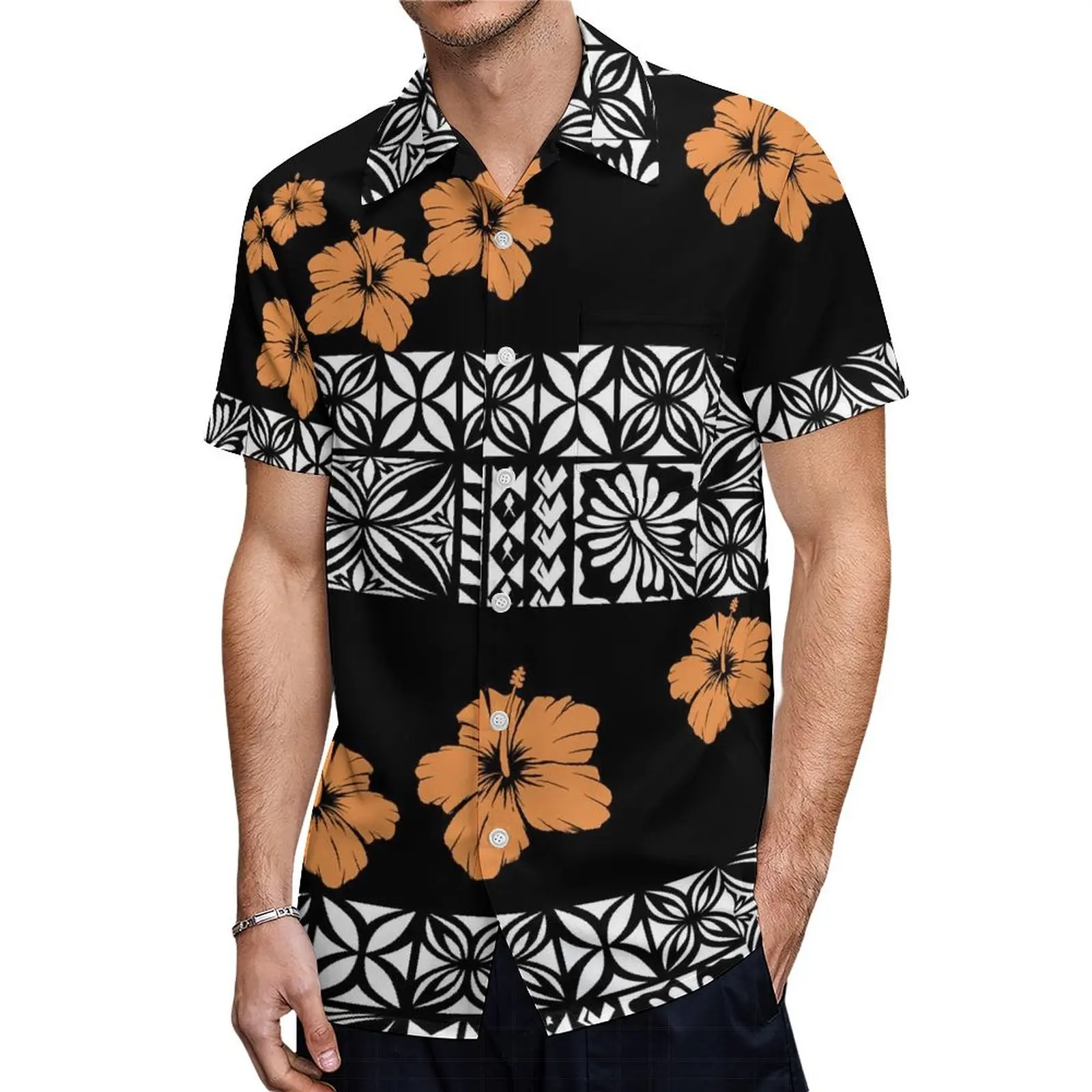 Pacific Island Custom Men'S Boys Shirt Ladies Girls Dress Retro Print Slim-Fit V-Neck Maxi Samoan Specialty Clothing