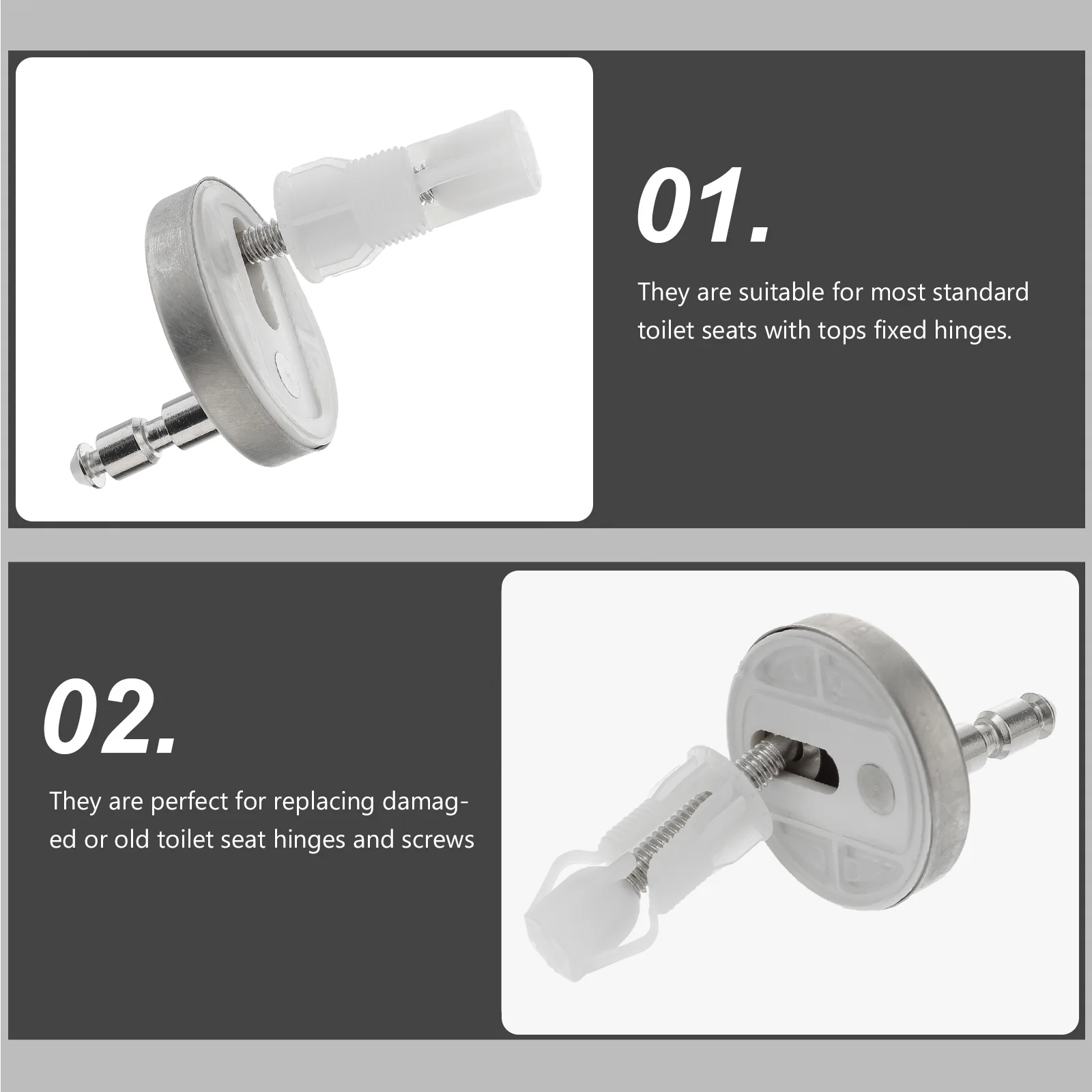 Expansion Screw Metal Toilet Seat Hinge Hinges Lid Silver Quick Release Fittings