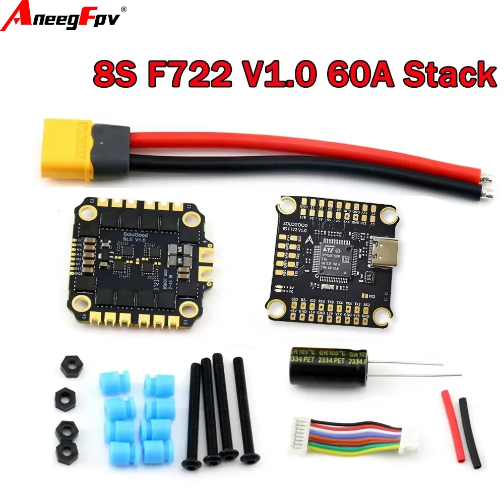 RoRusSoloGood 8S F722 60A Stack ICM42688P Support Dual FPV Camera 8S Battery 30.5X30.5mm 3-8S For FPV Drone