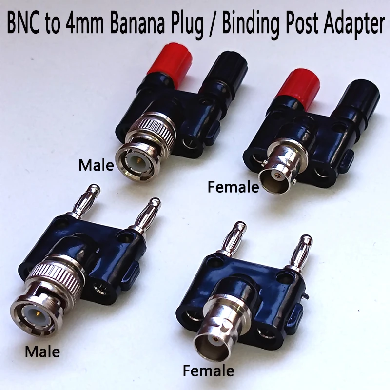 1PC BNC Male/Female to 4mm Dual Position Banana Plug / Binding Post Adapter for Oscilloscope Multimeter