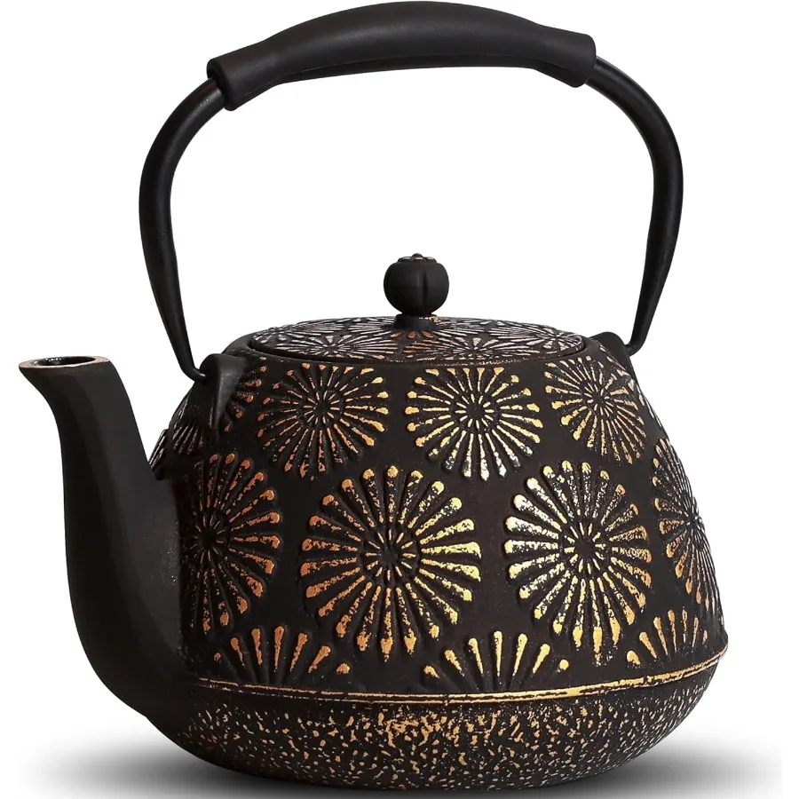 

Cast Iron Teapot 40oz Stove Top Tea Kettle with Infuser for Loose Leaf Tea Sakura Design Japanese Tea Pot with Enameled Interio