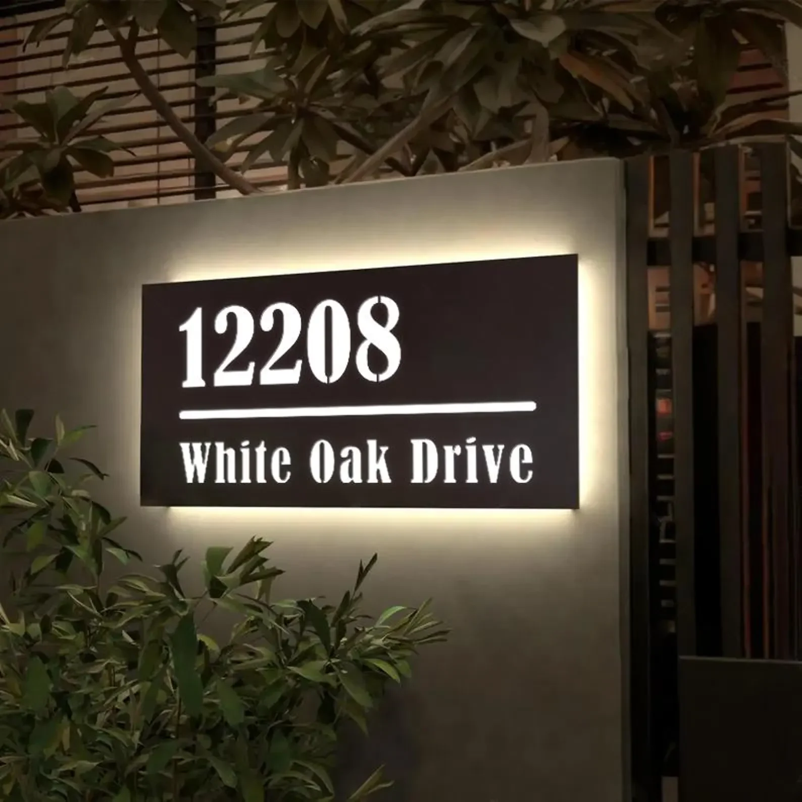 علامة رقم المنزل الذكية LED، لوحة عنوان تعمل بالطاقة الشمسية، تصميم عصري مضيء تلقائيًا، ديكور منزلي خارجي مقاوم للطقس