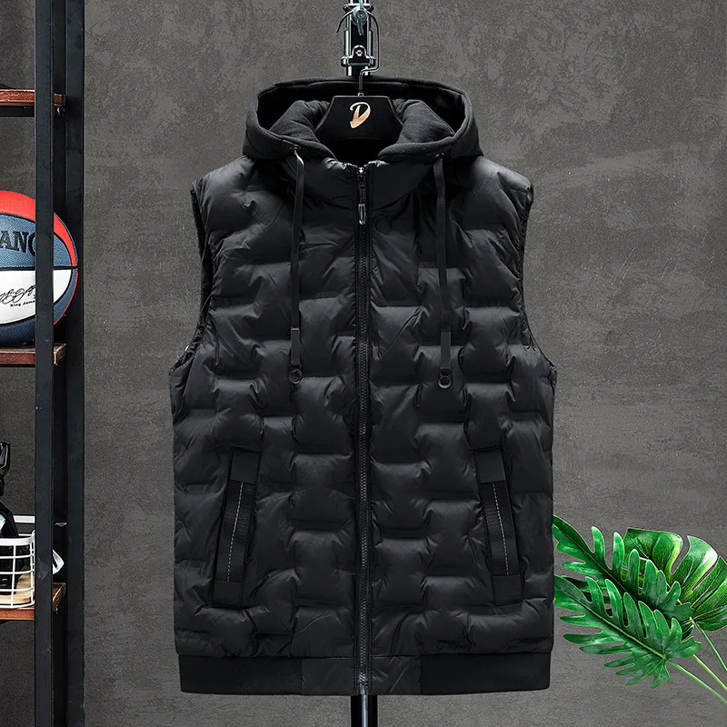 

Brand Vests Korean Hot Sell New Mens Winter Vest Down Vests Men Casual Waistcoat Sleeveless Jackets Male Hooded Vest Men