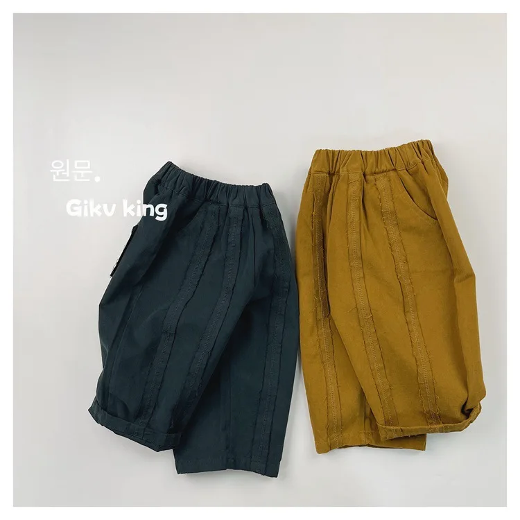 

Korean Childrens Boys Pants Cotton Ruffled Long Kids Boy Pants Spring Autumn 2024 New Loose Wide Leg Baby Boys Straight Pants