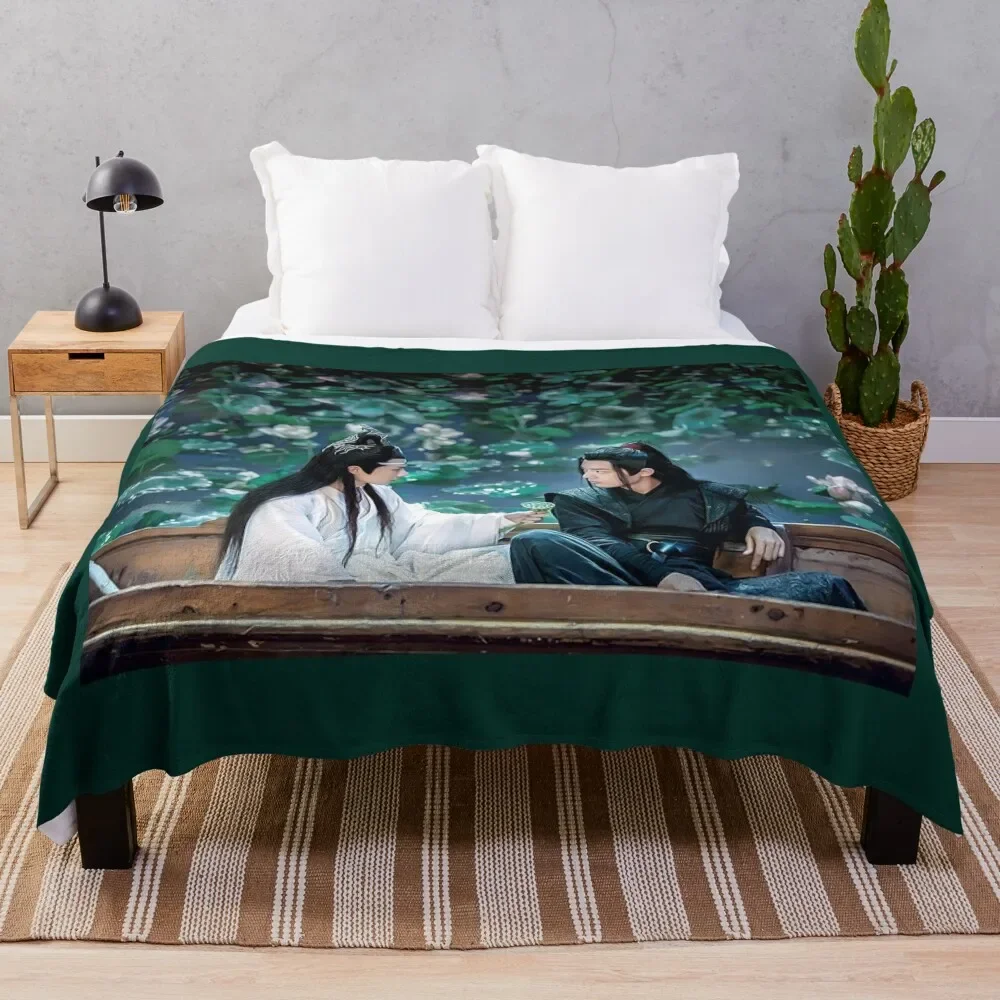 

the untamed -lotus water lilies lake two in a boat Throw Blanket Kid'S Stuffeds Blankets For Bed Blankets