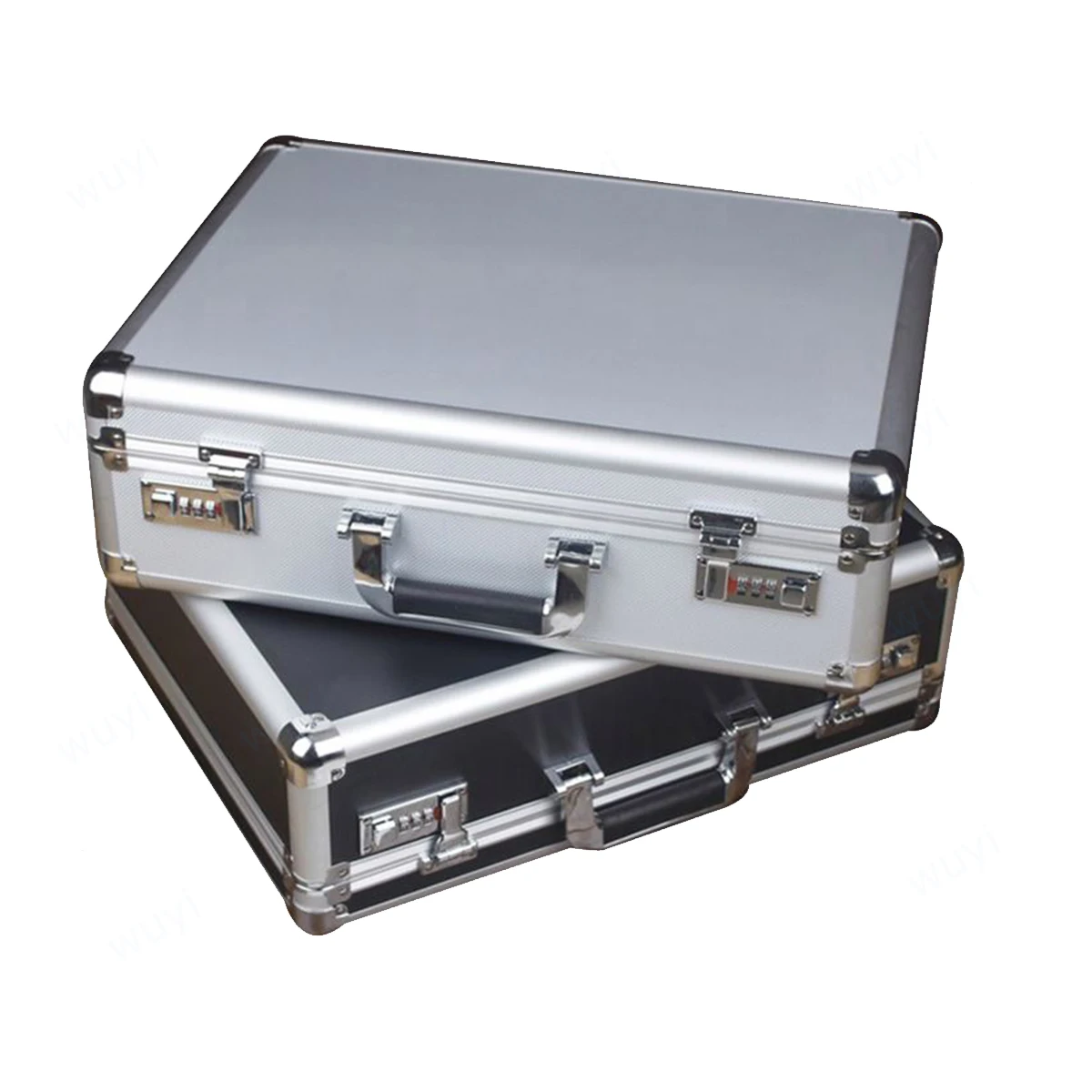 Portable Flycase Code Lock Carrying Box Industrial Aluminum Tool Flight Case with Grid Foam Inside Hard Equipment Black Silver