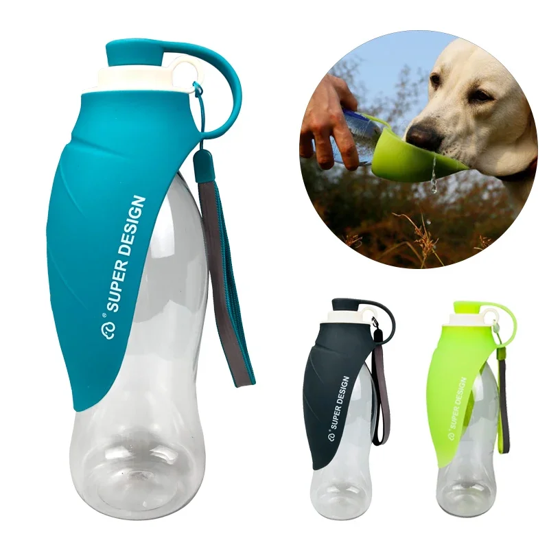 580ml Portable Pet Dog Water Bottle Soft Silicone Leaf Design Travel Dog Bowl For Puppy Cat Drinking Outdoor Pet Water Dispenser