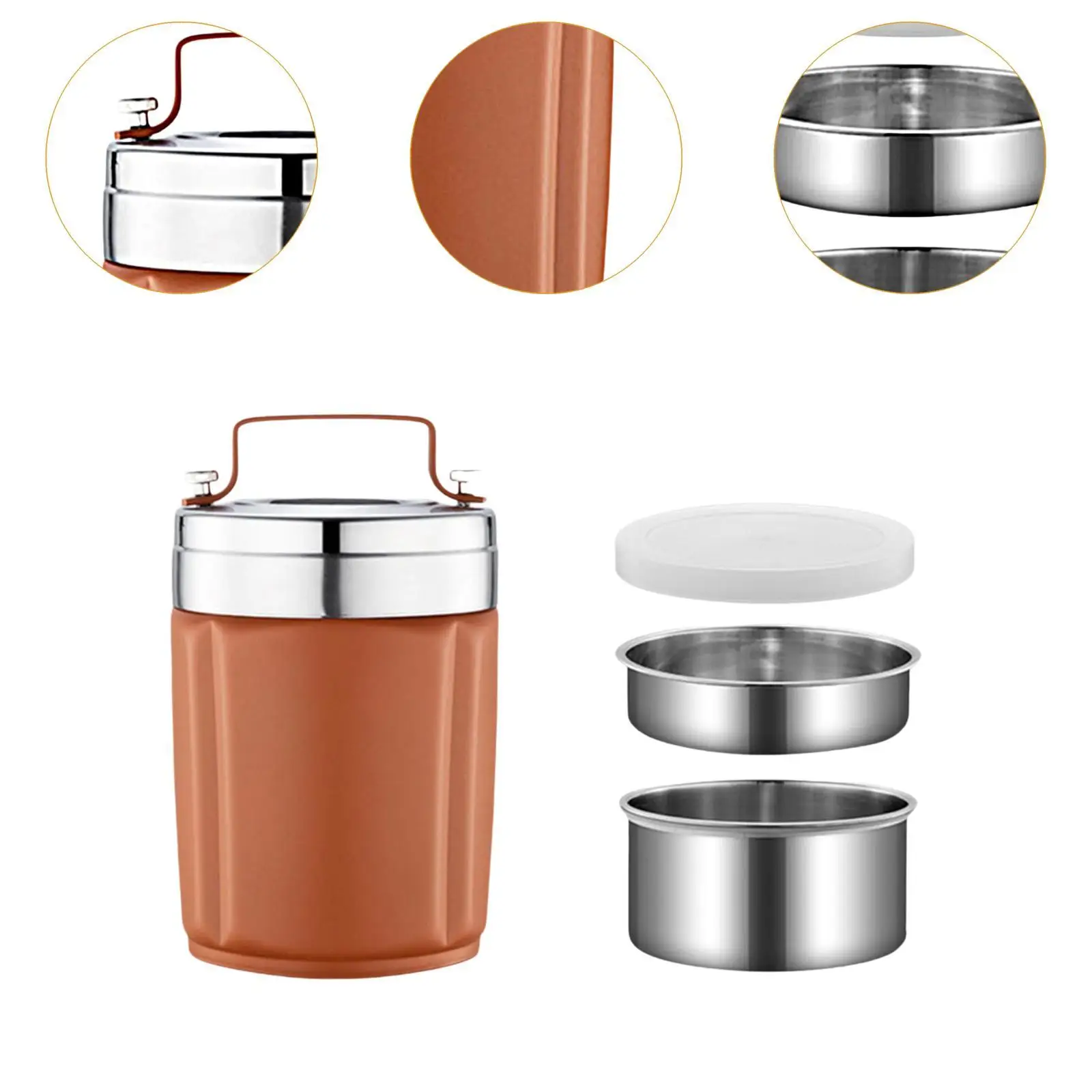 Stainless Steel Lunch Box 1.9L Large Capacity Insulated Lunch Case Portable Food Container for Kids Adults Picnic Work Home