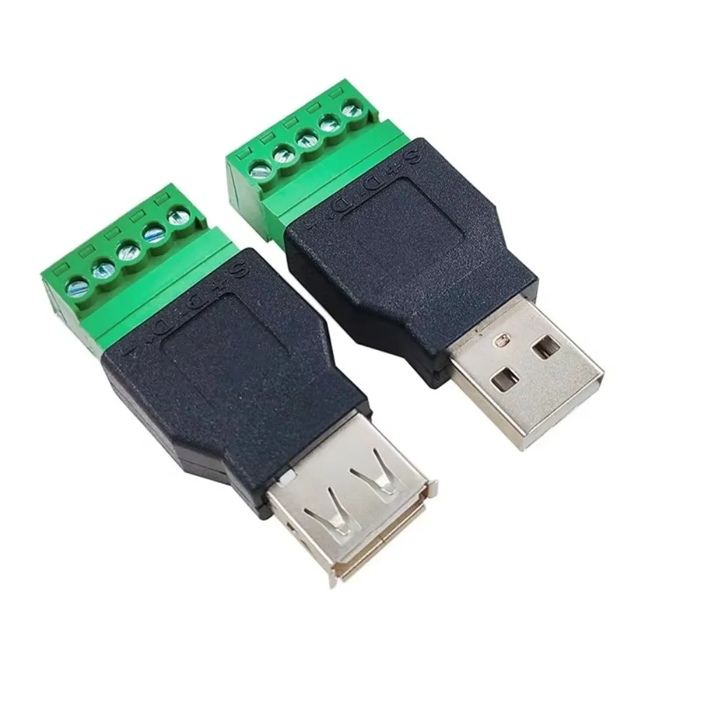 Female USB 2.0 Connector Type A Adapter Connector Jack Screw Terminal Plug Shield Screw Terminal 5 Pin USB Jack