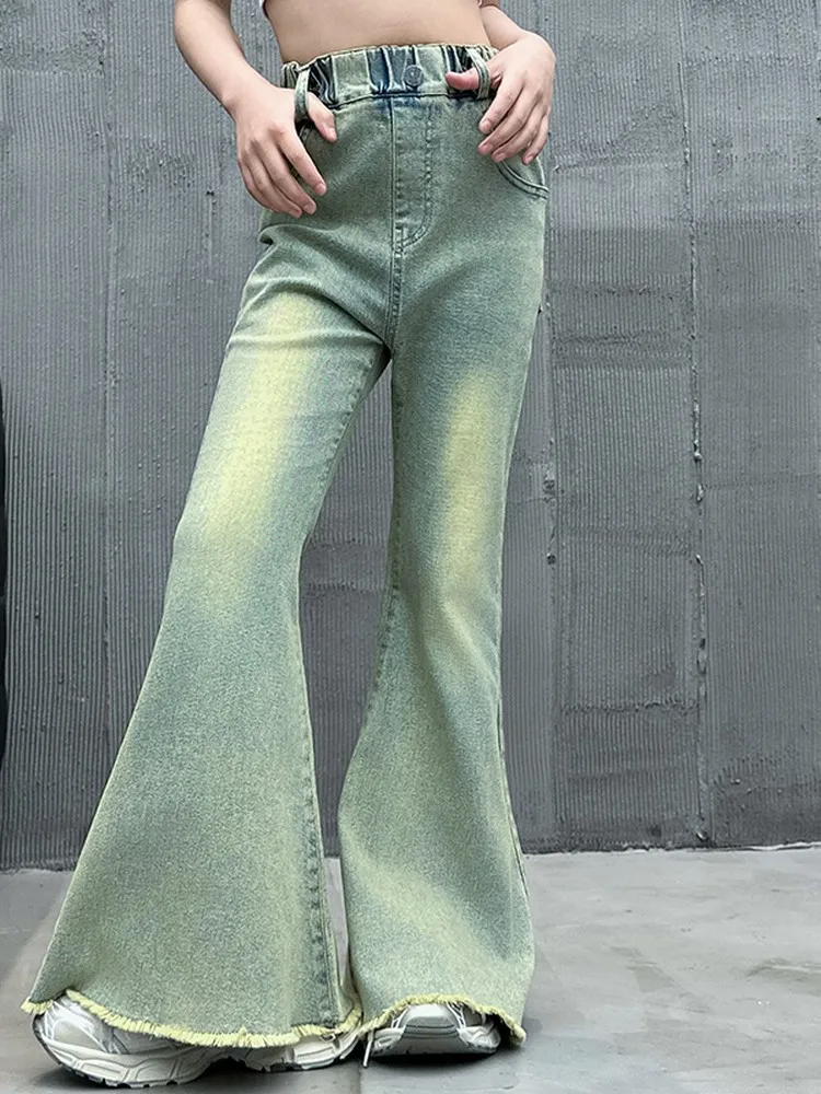 Newly arrived Kids Baby Flared Jeans For Girls Fashion Street Denim Pants High Quality Trousers Children Bootcut Jeans 4-14Years