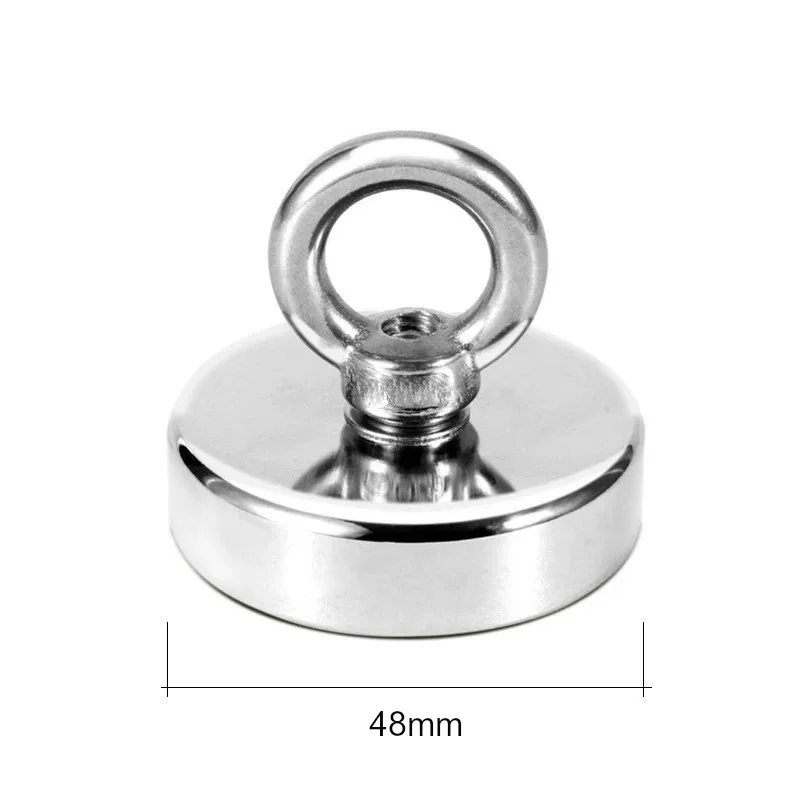 D16~D42mm Super Strong Neodymium Fishing Magnet N52 Heavy Duty Rare Earth Magnet with Countersunk Hole Eyebolt Salvage Magnetic